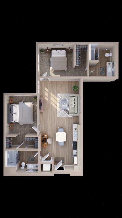 Adara at SeaTac Apartments B4 Type A 3D Floor Plan
